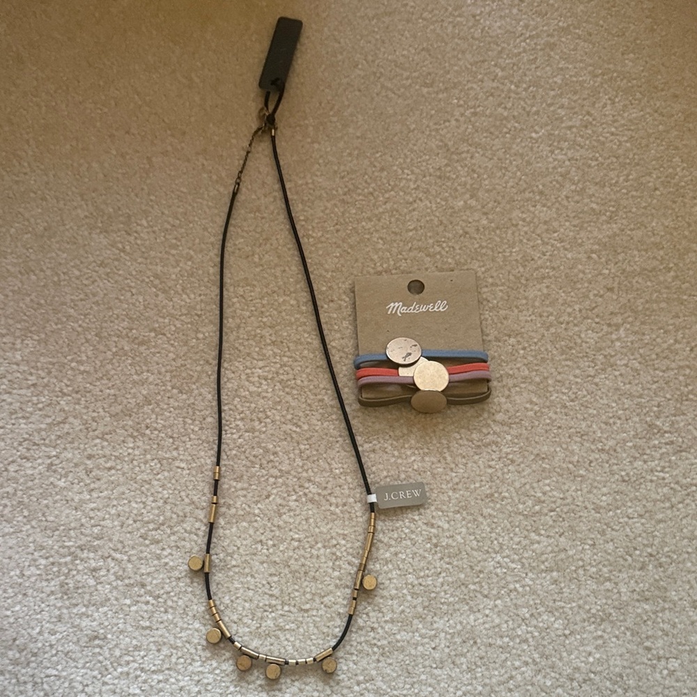 J. Crew Black and Gold Disc Necklace